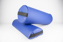 Medium blue roller cushion 40x15cm