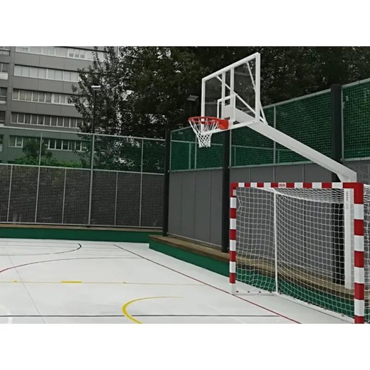 Juego canastas baloncesto monotubo new tubo 140x140mm fijas FIJAS CON BASE PARA ANCLAJE VUELO 2,25 MTS