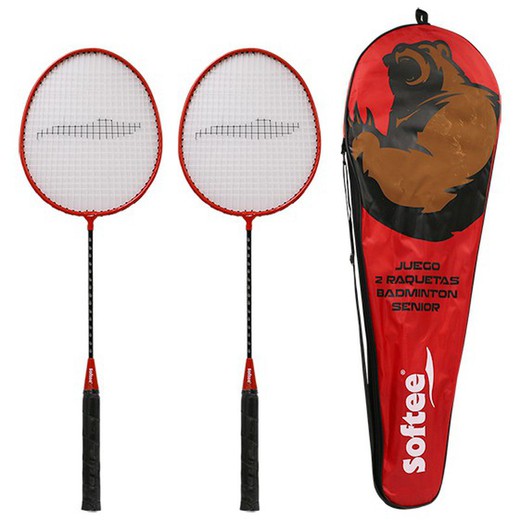 Setze zwei Badmintonschläger für Senioren