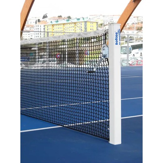 Juego postes tenis aluminio fijos sección cuadrada 80x80mm