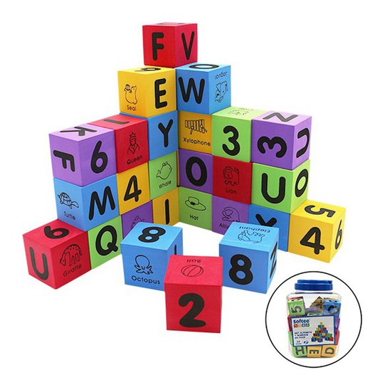 Set 30 foam cubes (alphabet and numbers)