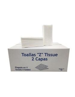 Toallas en zig zag (Z) tissue de 2 capas – CAJA DE 20 PAQUETES DE 200 UDS